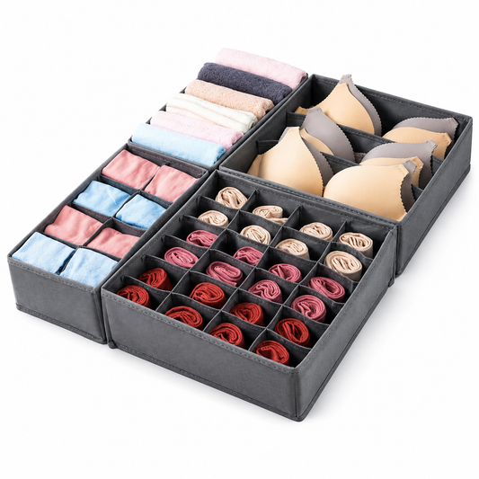 Set de 4 organizadores de cajón para ropa interior, brasieres y medias